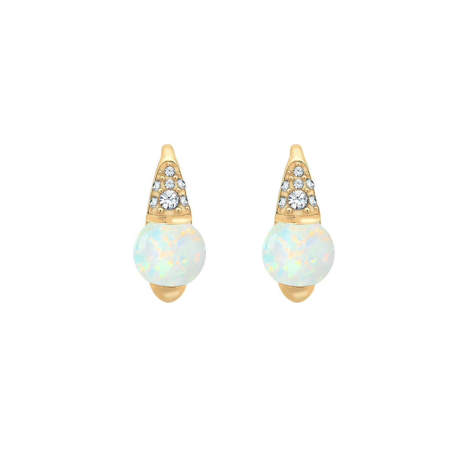 Gold - Elli PREMIUM | Ohrhänger| Opal ( Weiß ) | 925 Sterling Silber vergoldet