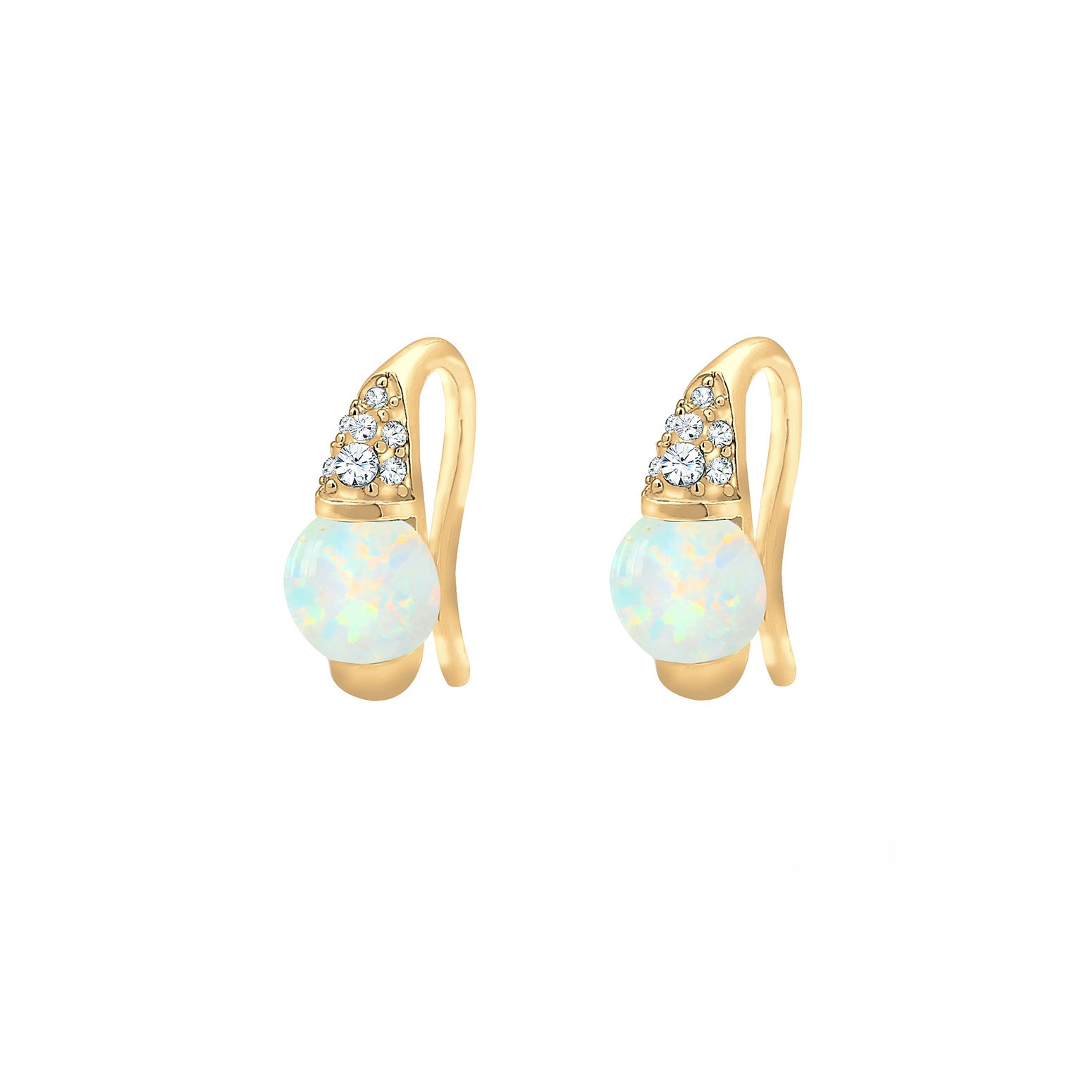 Gold - Elli PREMIUM | Ohrhänger| Opal ( Weiß ) | 925 Sterling Silber vergoldet