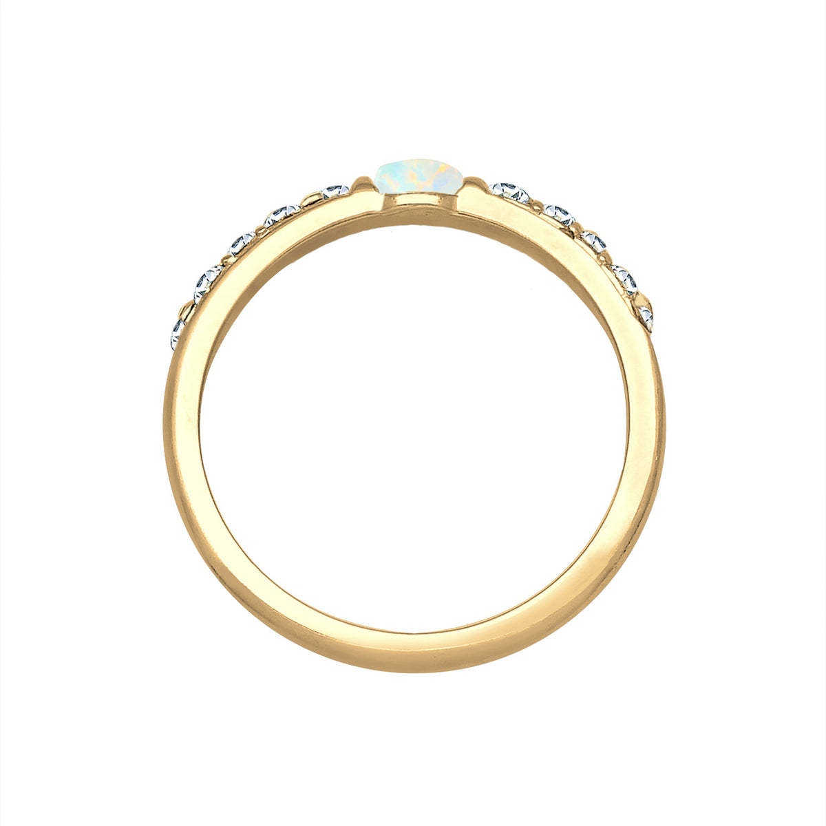 Gold - Elli PREMIUM | Ring | Opal ( Weiß ) | 925 Sterling Silber vergoldet