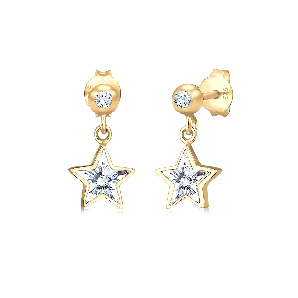 Gold - Elli | Ohrring Astro | Mit Kristallen von Swarovski® (Weiß) | 925 Sterling Silber vergoldet