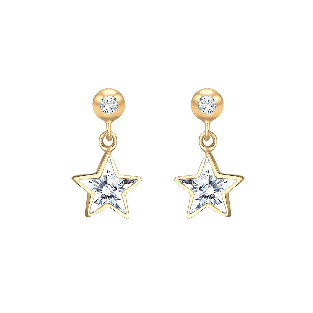 Gold - Elli | Ohrring Astro | Mit Kristallen von Swarovski® (Weiß) | 925 Sterling Silber vergoldet