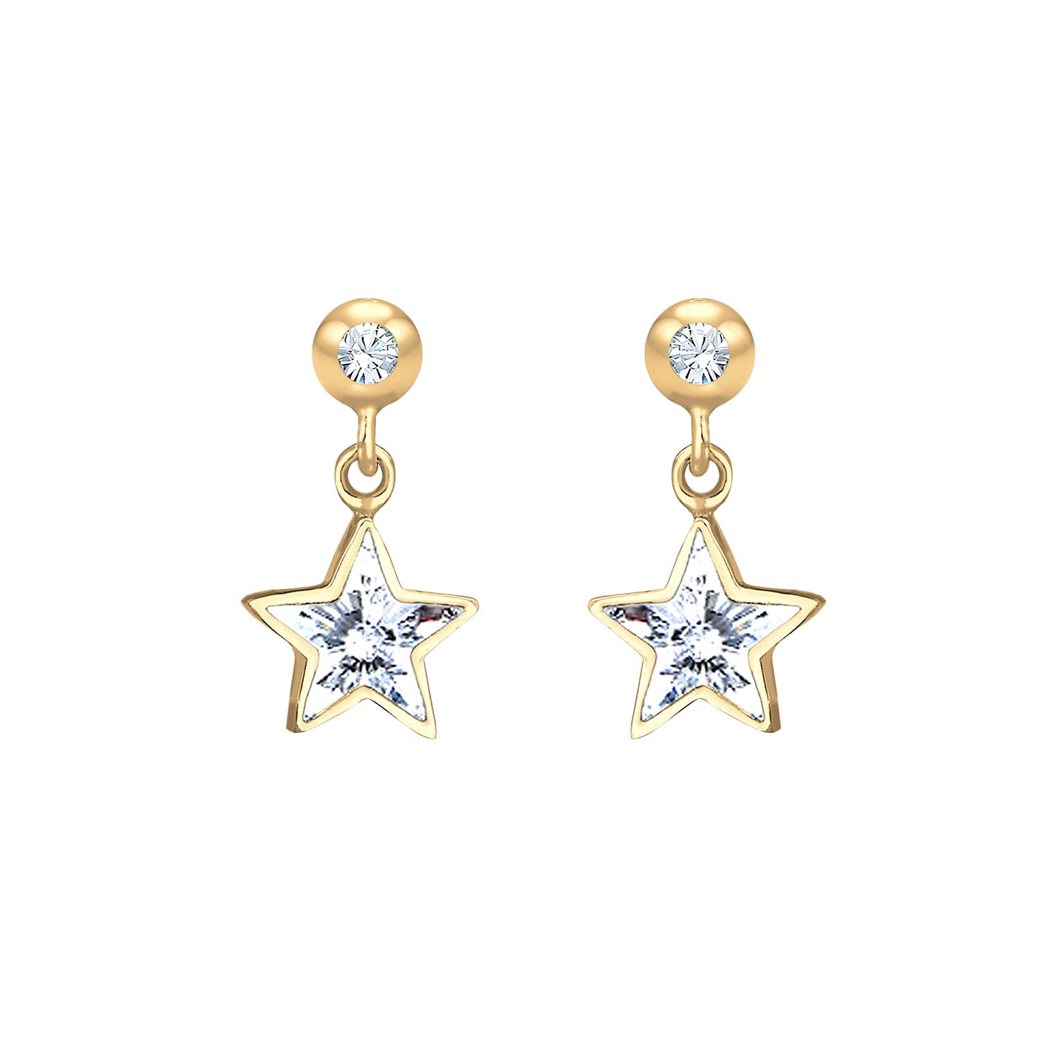 Gold - Elli | Ohrring Astro | Mit Kristallen von Swarovski® (Weiß) | 925 Sterling Silber vergoldet