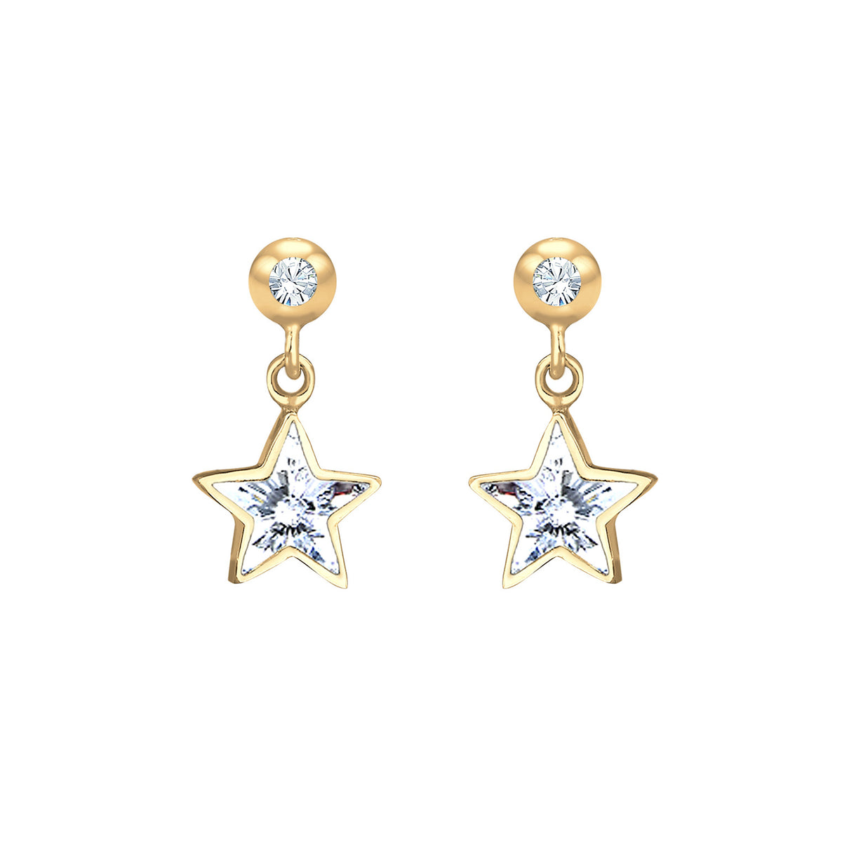 Gold - Elli | Ohrring Astro | Mit Kristallen von Swarovski® (Weiß) | 925 Sterling Silber vergoldet