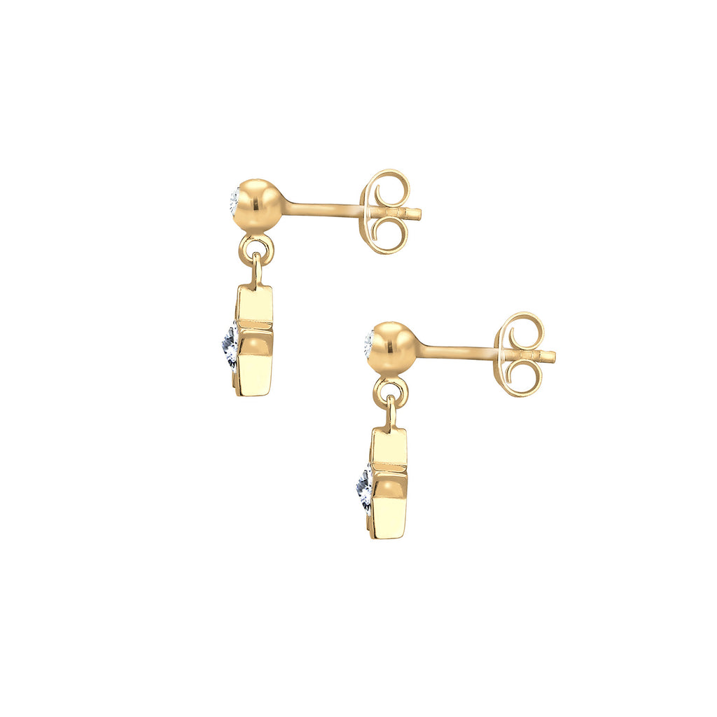 Gold - Elli | Ohrring Astro | Mit Kristallen von Swarovski® (Weiß) | 925 Sterling Silber vergoldet