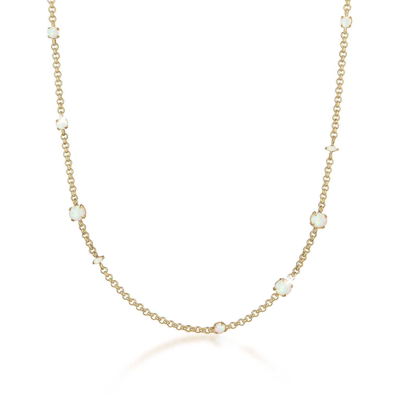 Gold - Elli PREMIUM | Halskette | Opal ( Weiß ) | 925 Sterling Silber vergoldet