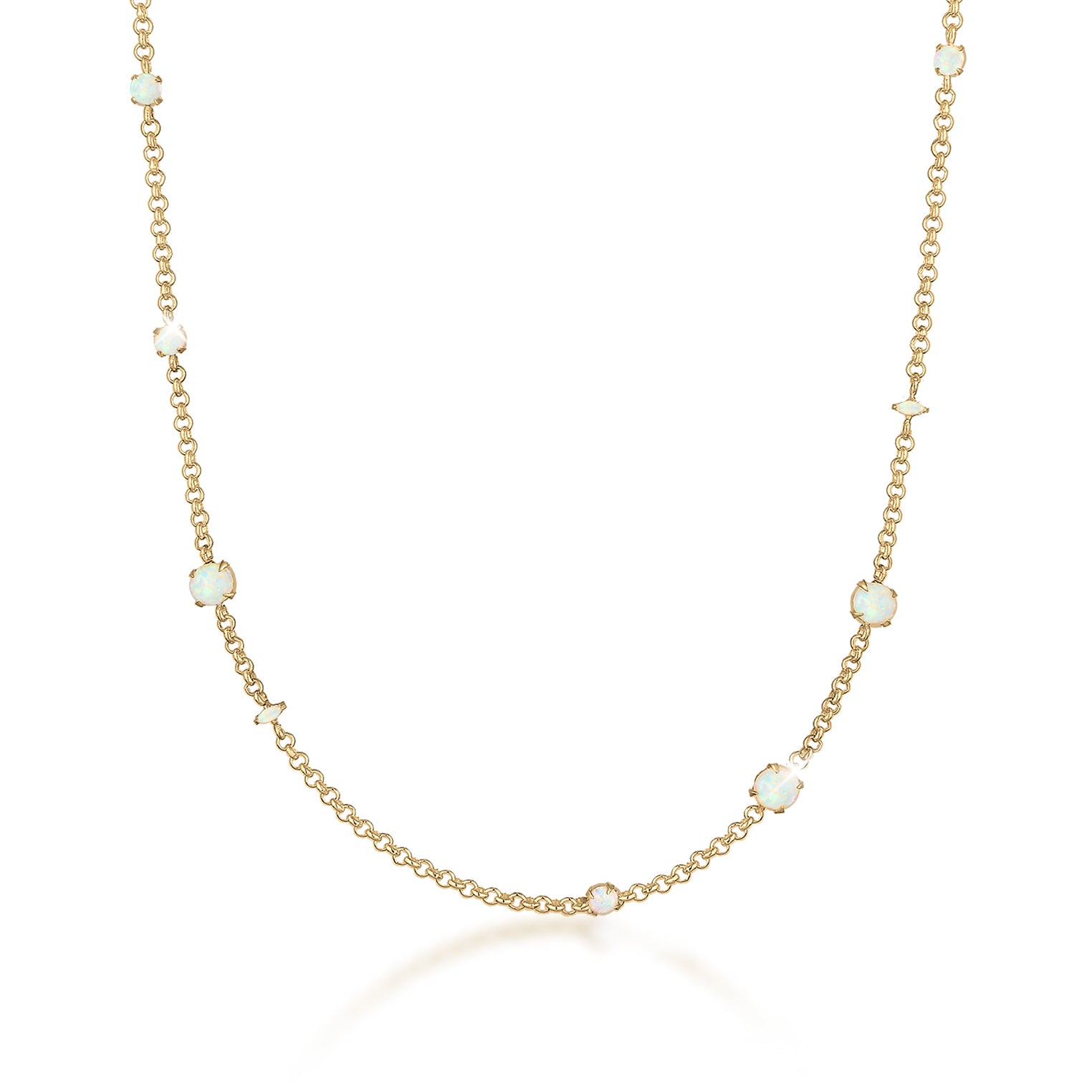Gold - Elli PREMIUM | Halskette | Opal (Weiß) | 925 Sterling Silber vergoldet