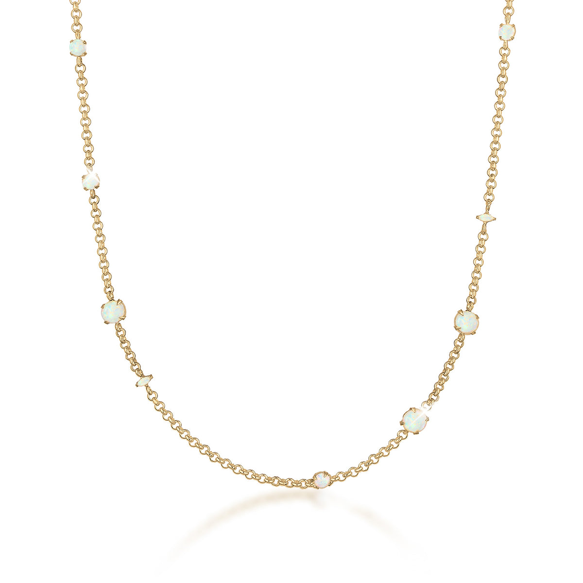 Gold - Elli PREMIUM | Halskette | Opal (Weiß) | 925 Sterling Silber vergoldet
