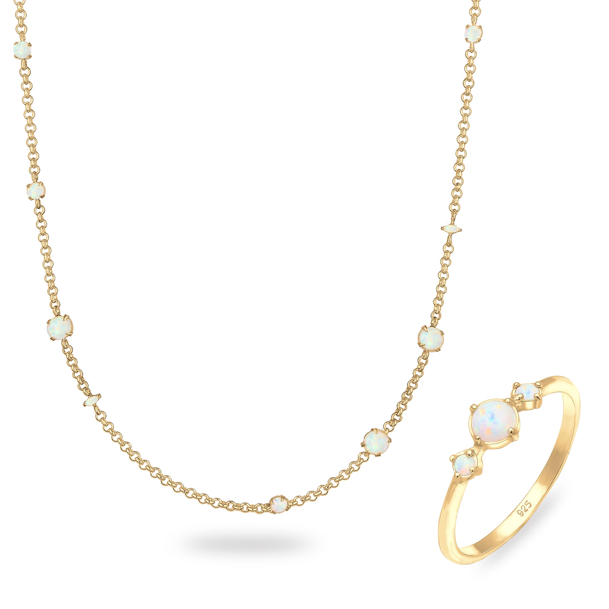 Opal Cuts Halskette & Ring Schmuck Set