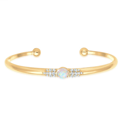 Gold - Elli PREMIUM | Armreif | Opal (Weiß) | 925 Sterling Silber vergoldet