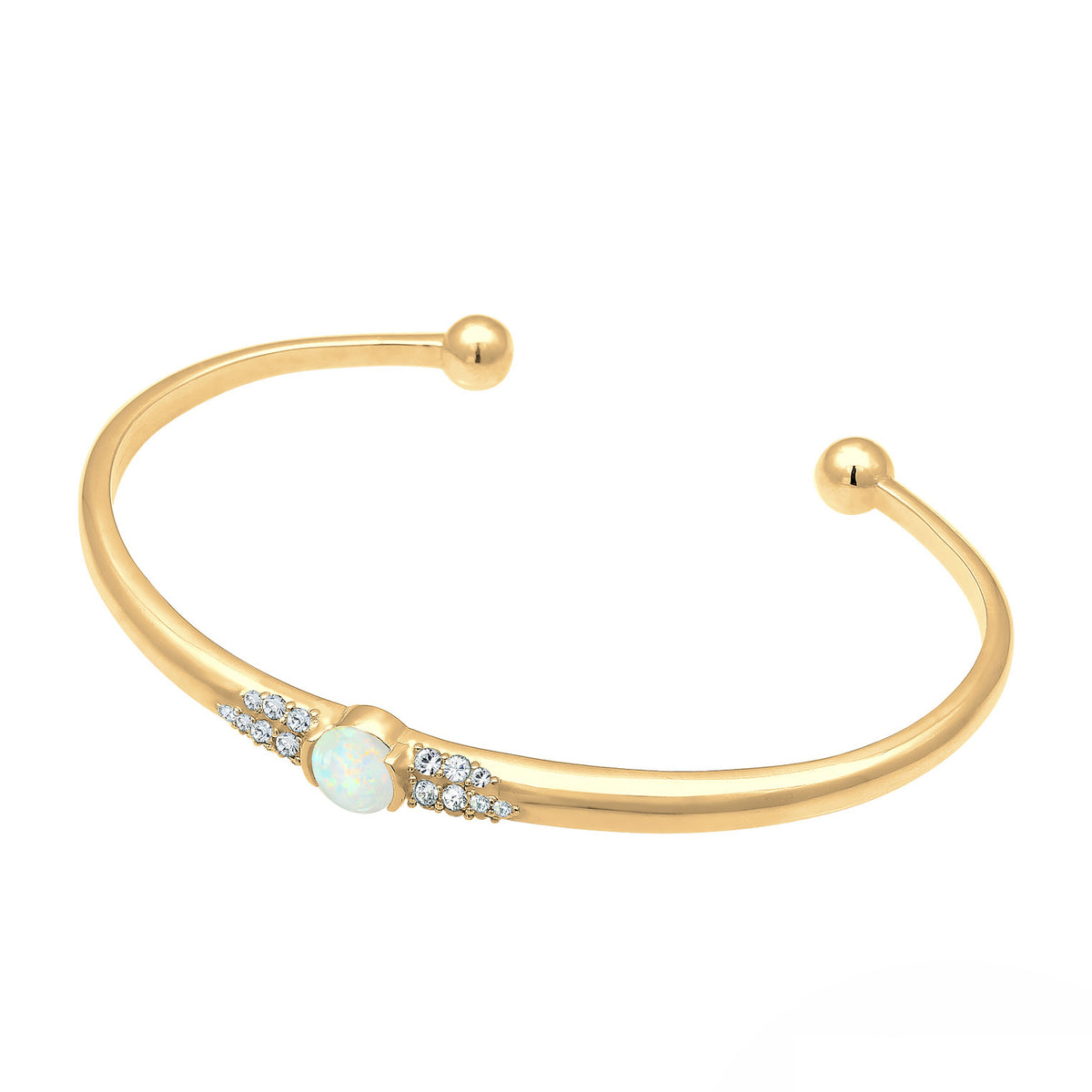 Gold - Elli PREMIUM | Armreif | Opal (Weiß) | 925 Sterling Silber vergoldet