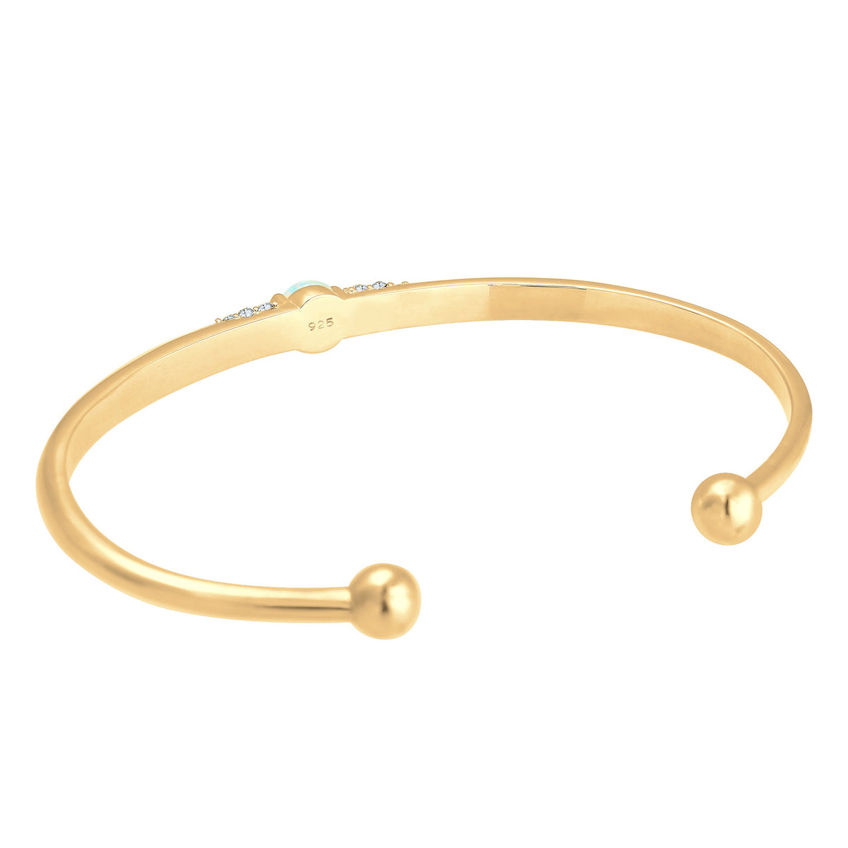 Gold - Elli PREMIUM | Armreif | Opal (Weiß) | 925 Sterling Silber vergoldet