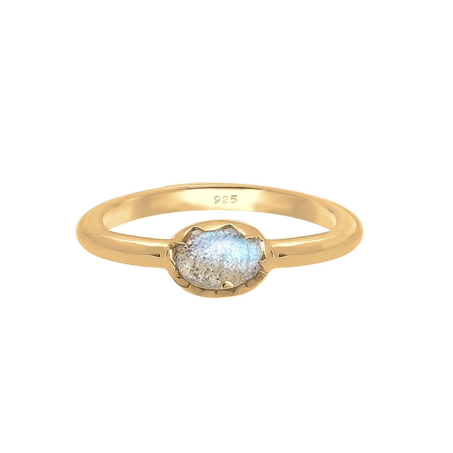 Gold - Elli | Verlobungsring | Labradorit ( Grau ) | 925 Sterling Silber vergoldet