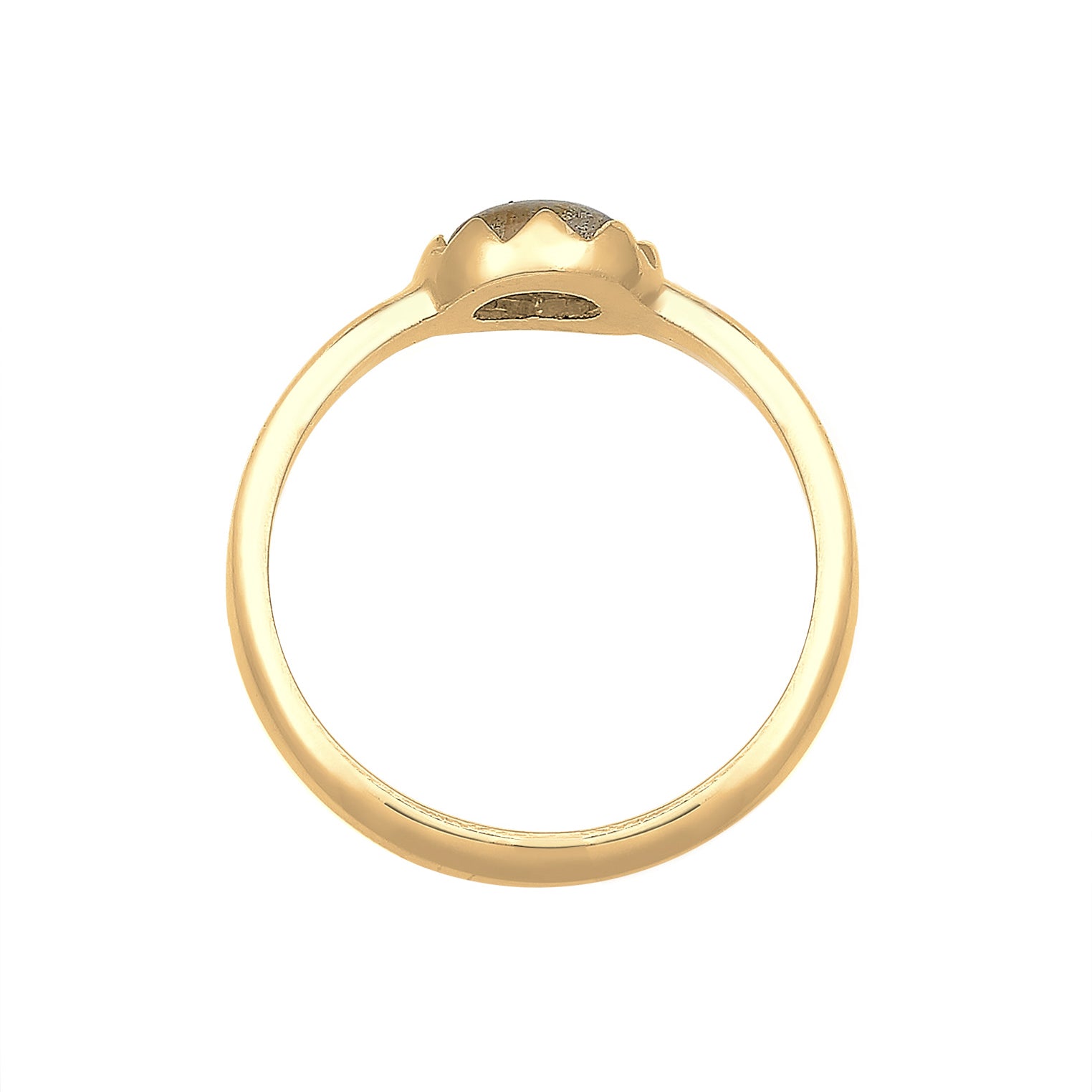 Gold - Elli | Verlobungsring | Labradorit ( Grau ) | 925 Sterling Silber vergoldet