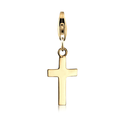 Gold - Nenalina | Charm Kreuz | 925 Sterling Silber vergoldet