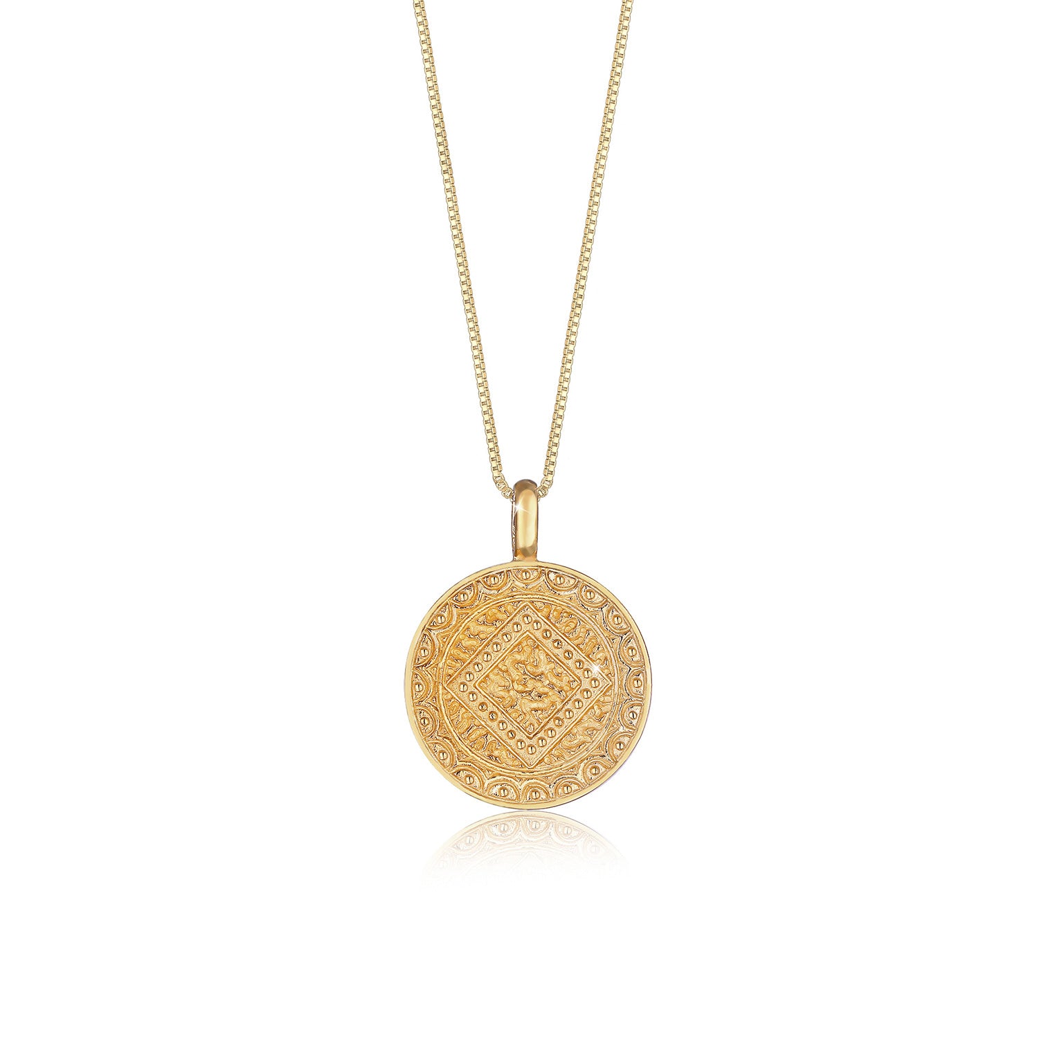 Gold - Elli | Lange Venezianer-Halskette Ornament | 925 Sterling Silber vergoldet