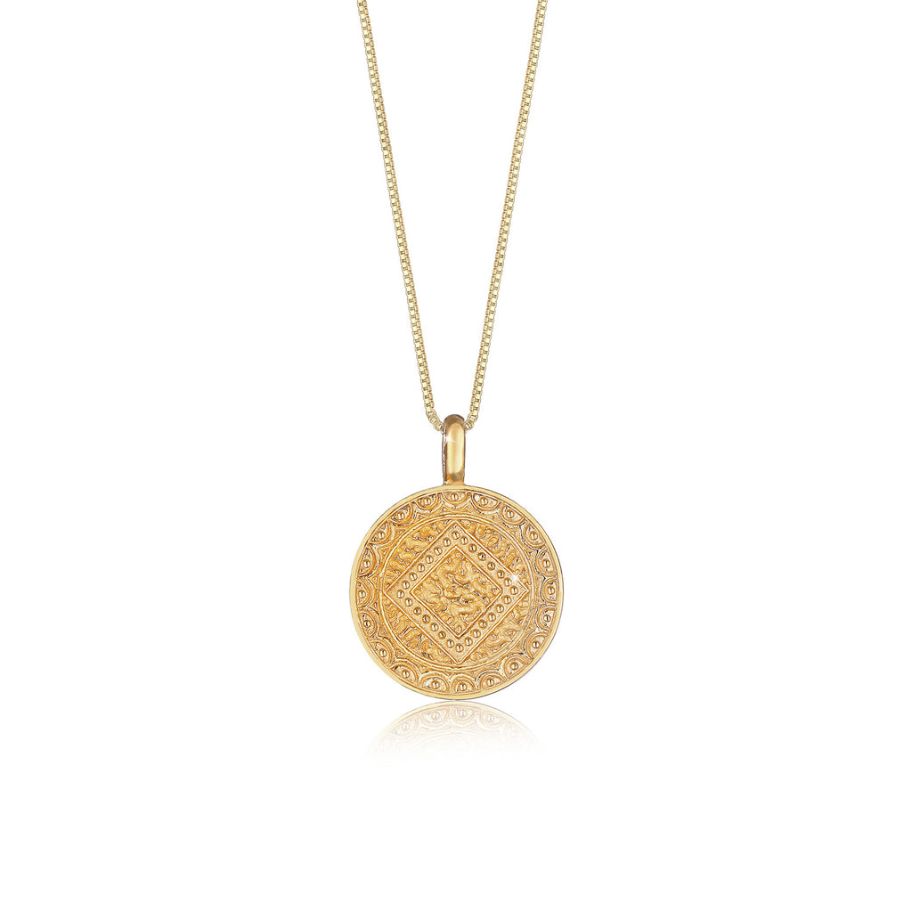 Gold - Elli | Lange Venezianer-Halskette Ornament | 925 Sterling Silber vergoldet