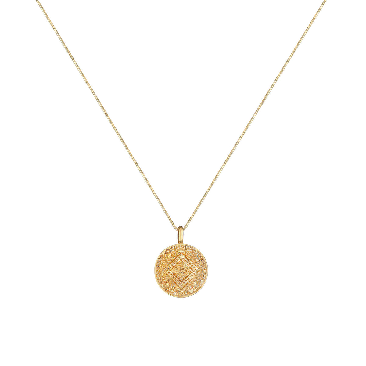 Gold - Elli | Lange Venezianer-Halskette Ornament | 925 Sterling Silber vergoldet