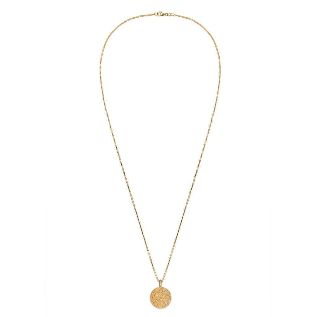 Gold - Elli | Lange Venezianer-Halskette Ornament | 925 Sterling Silber vergoldet