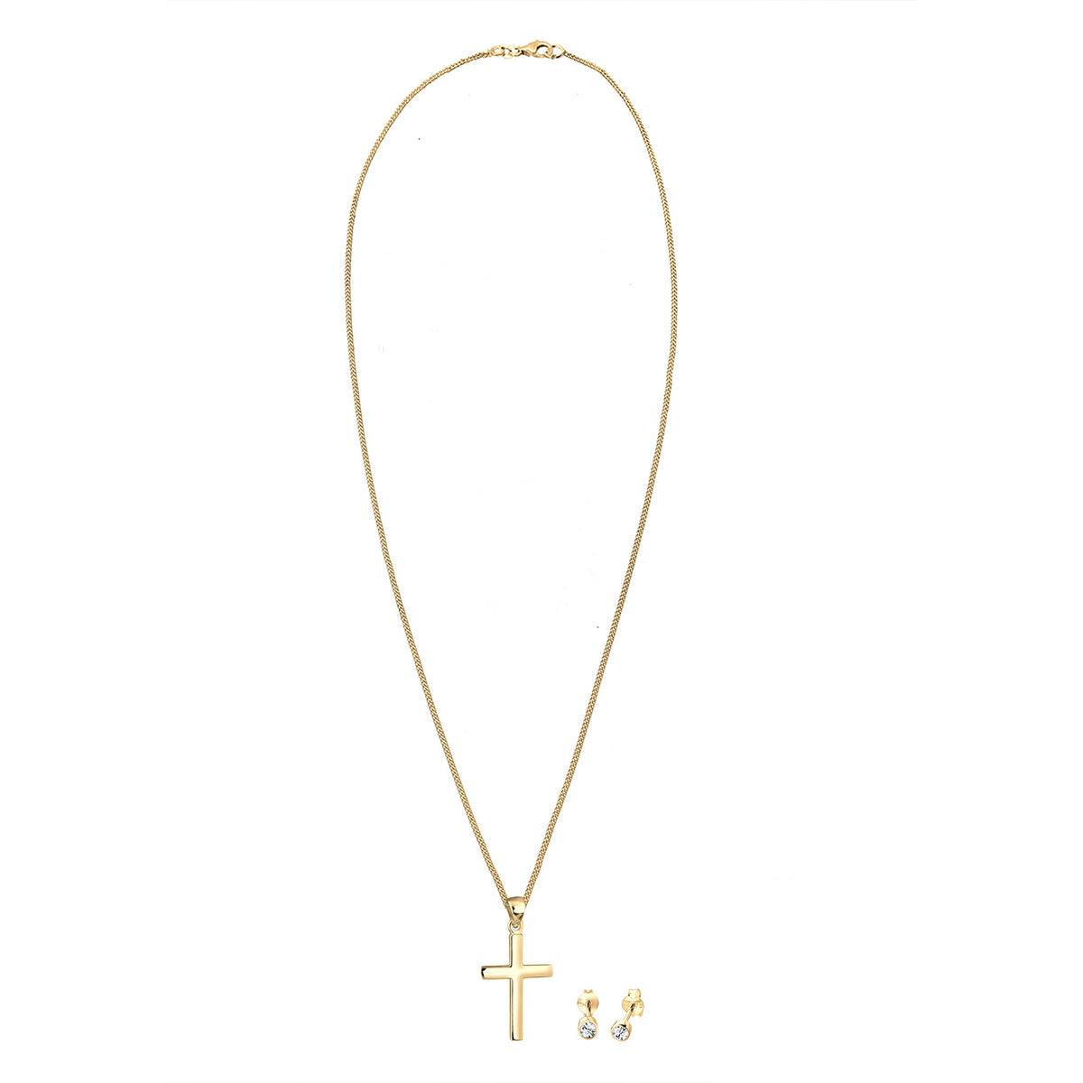 Gold - Elli | Schmuckset  Kreuz | Mit Kristallen von Swarovski® (Weiß) | 925 Sterling Silber vergoldet