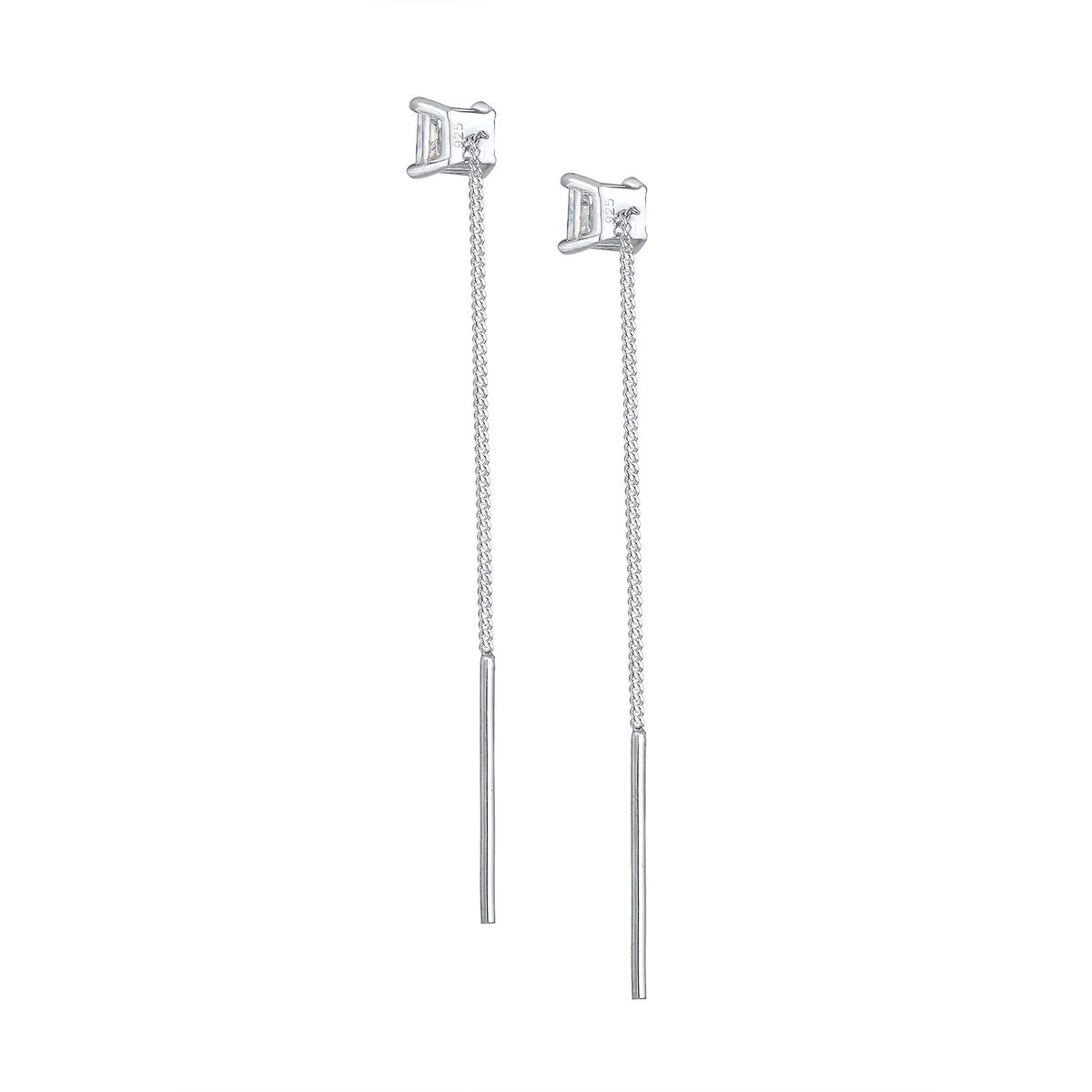 Silber - Elli | Ohrhänger Ear Chain | Zirkonia ( Weiß ) | 925er Sterling Silber