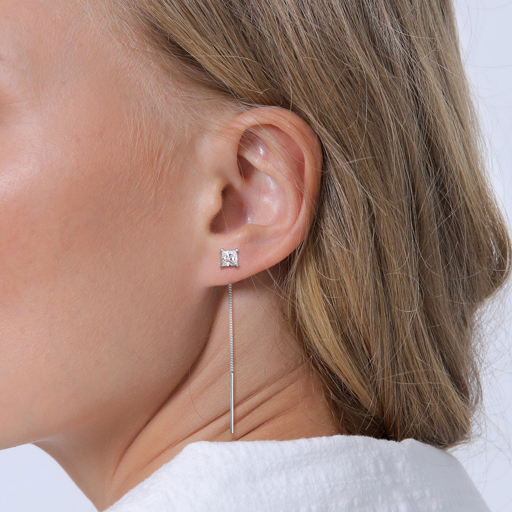 Silber - Elli | Ohrhänger Ear Chain | Zirkonia ( Weiß ) | 925er Sterling Silber