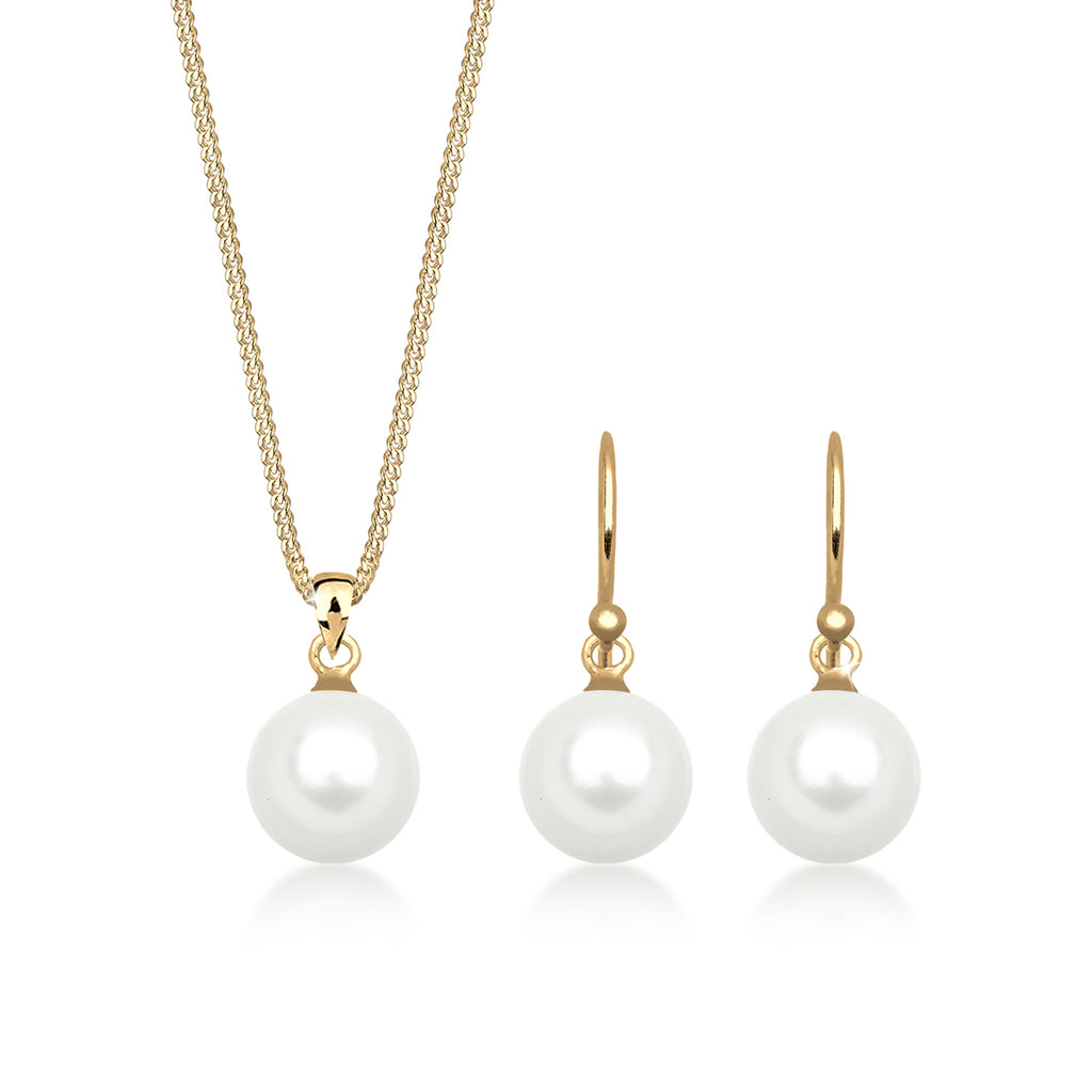 Gold - Elli | Schmuckset  | Perle | 925 Sterling Silber vergoldet