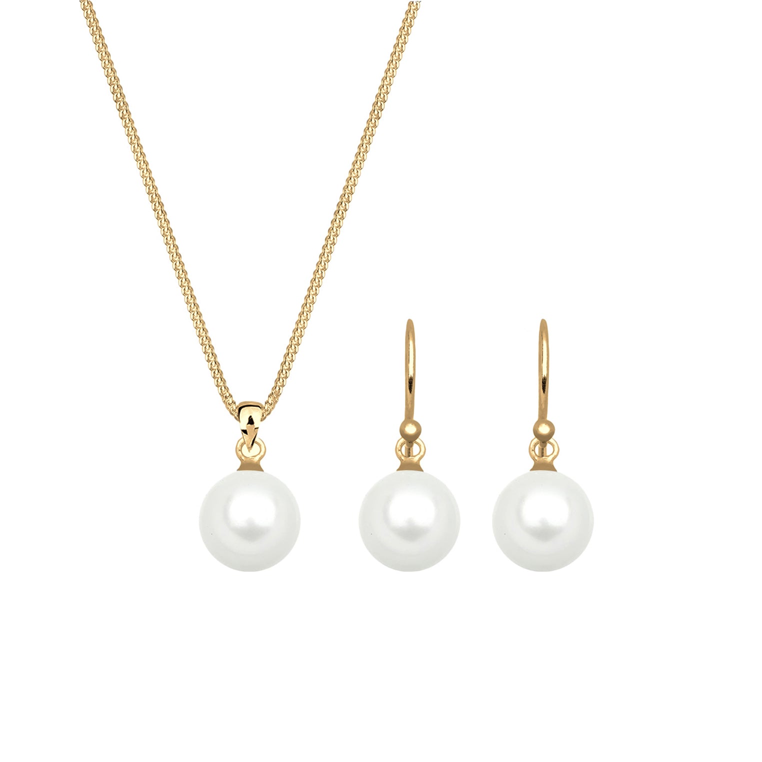 Gold - Elli | Schmuckset  | Perle | 925 Sterling Silber vergoldet