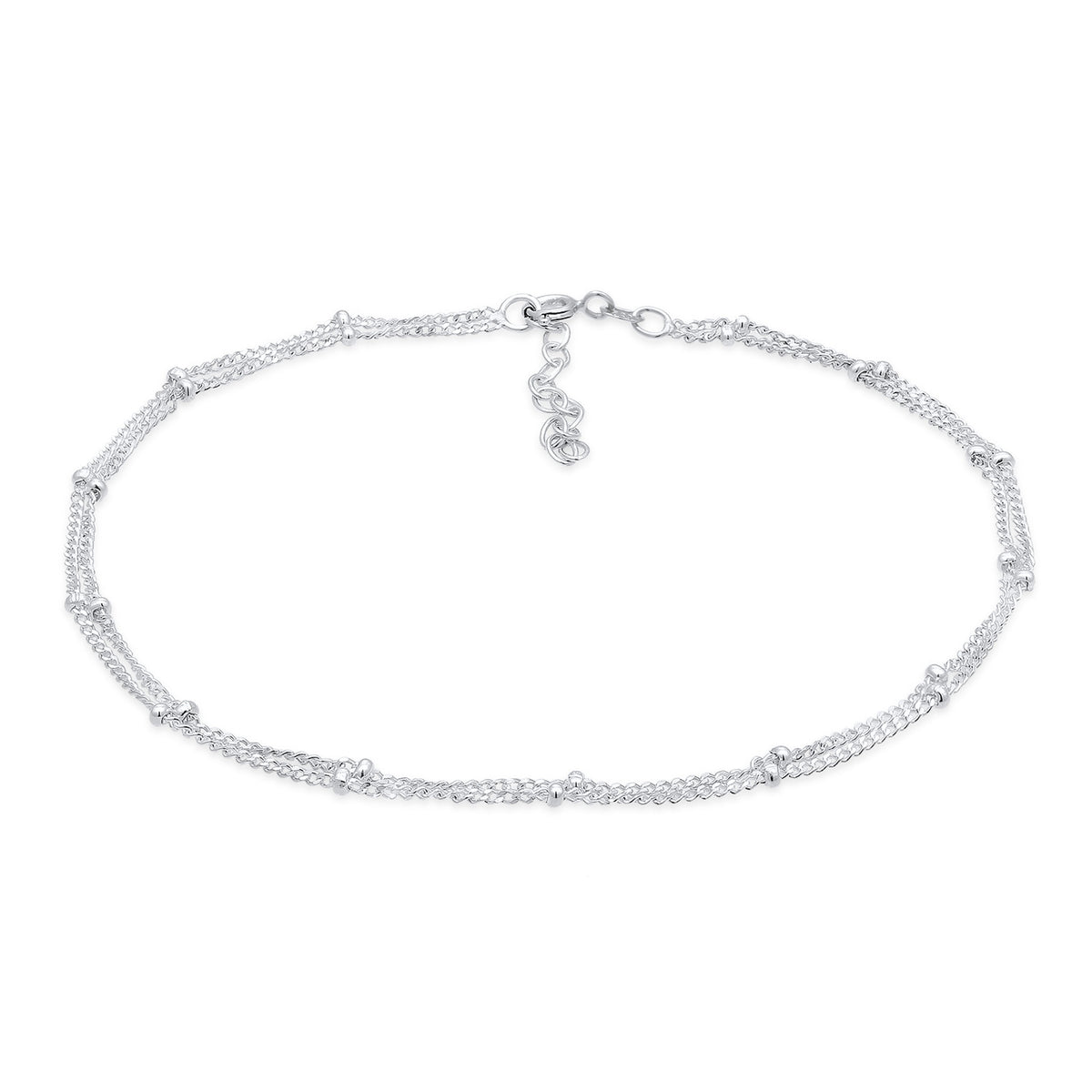 Silber - Elli | Layer-Fußkettchen Kugeln | 925er Sterling Silber