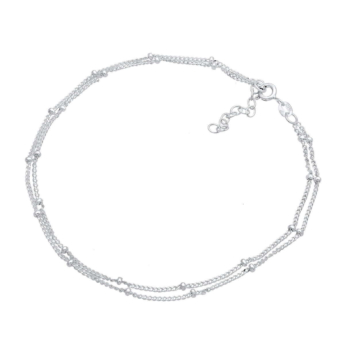 Silber - Elli | Layer-Fußkettchen Kugeln | 925er Sterling Silber