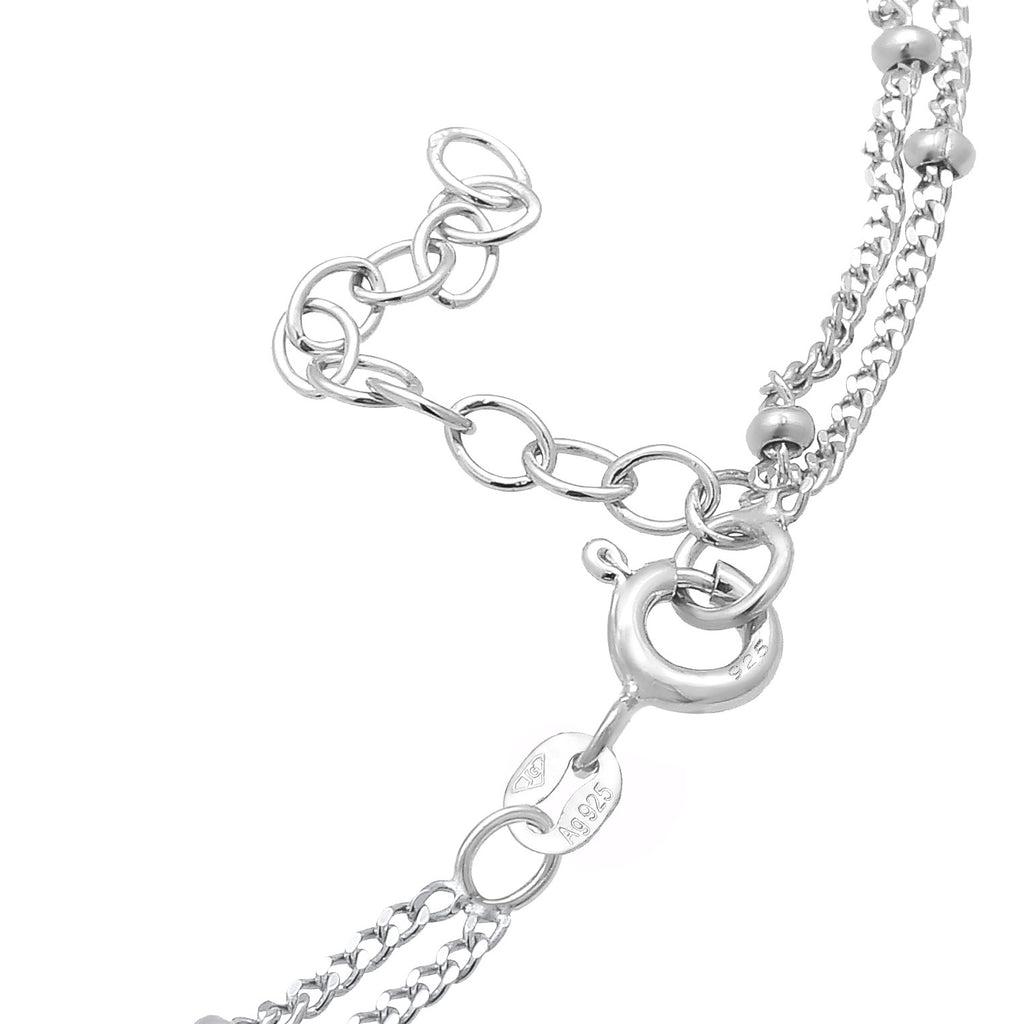 Silber - Elli | Layer-Fußkettchen Kugeln | 925er Sterling Silber