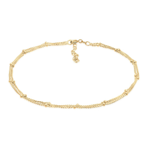 Gold - Elli | Fußkettchen Kugel | 925 Sterling Silber vergoldet