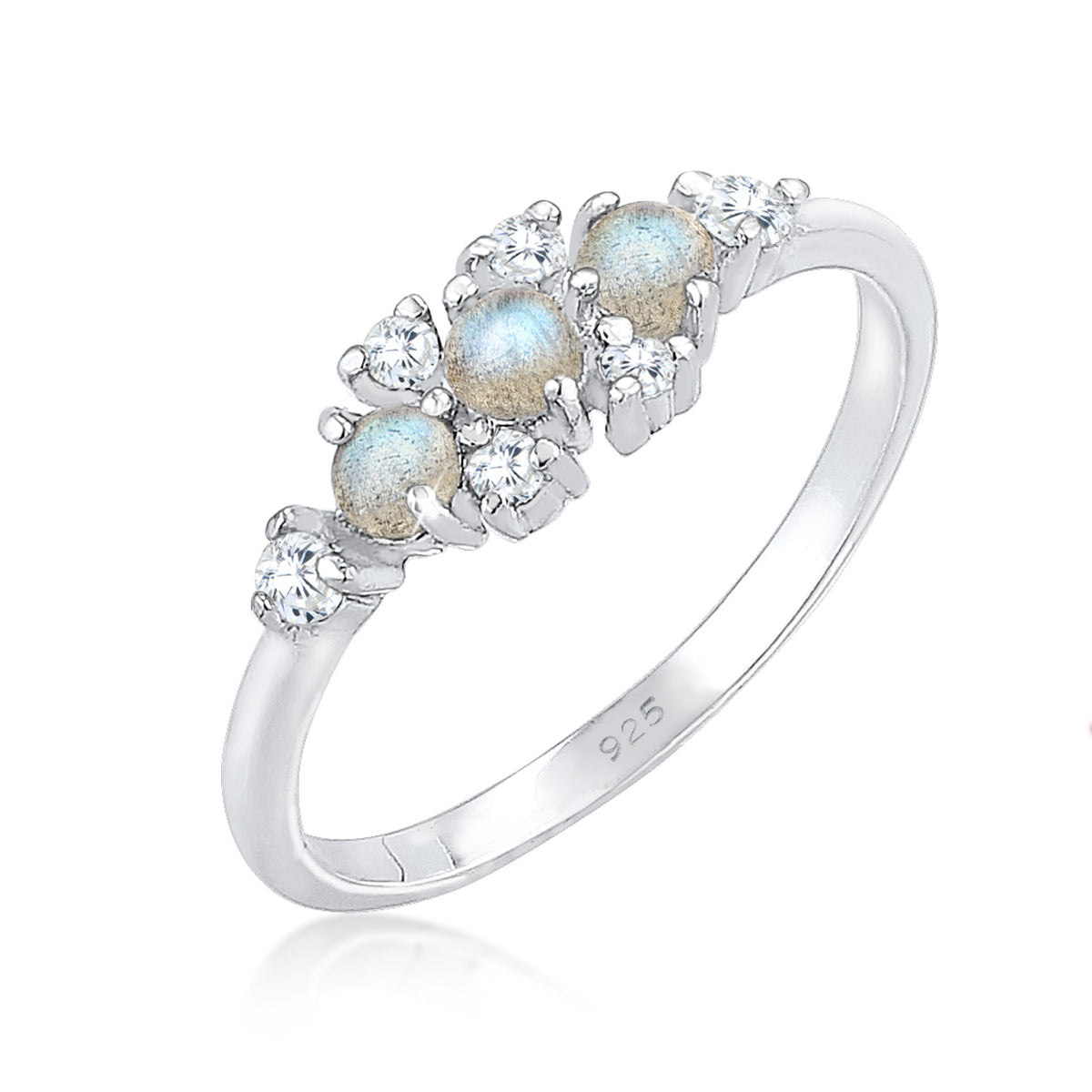 Silber - Elli | Verlobungsring | Labradorit ( Grau ) | 925er Sterling Silber