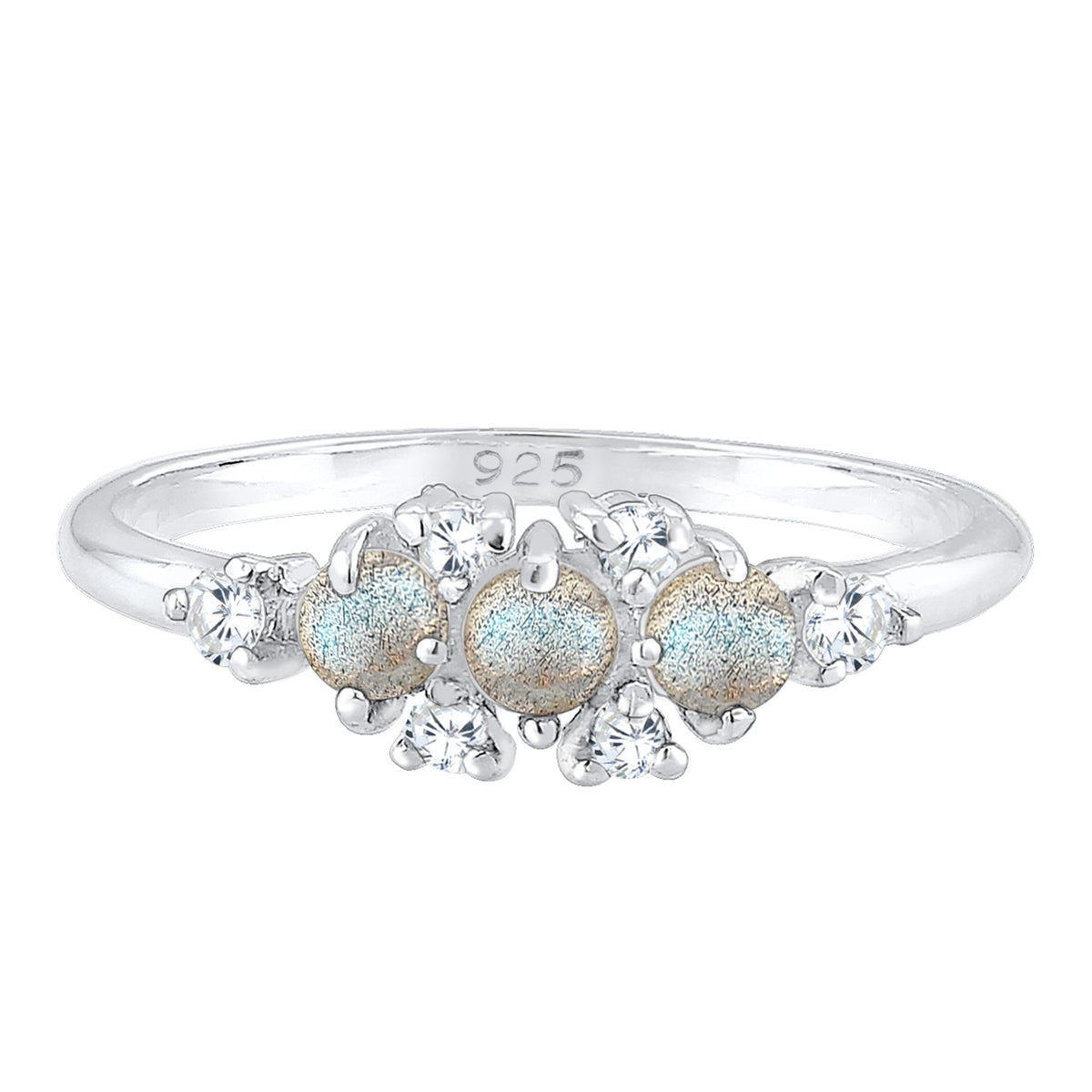 Silber - Elli | Verlobungsring | Labradorit ( Grau ) | 925er Sterling Silber