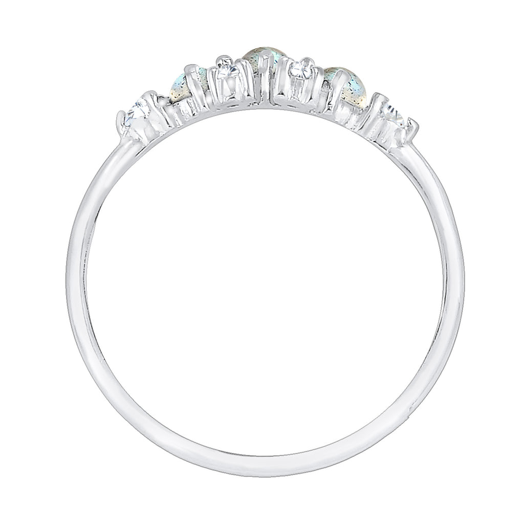 Silber - Elli | Verlobungsring | Labradorit ( Grau ) | 925er Sterling Silber