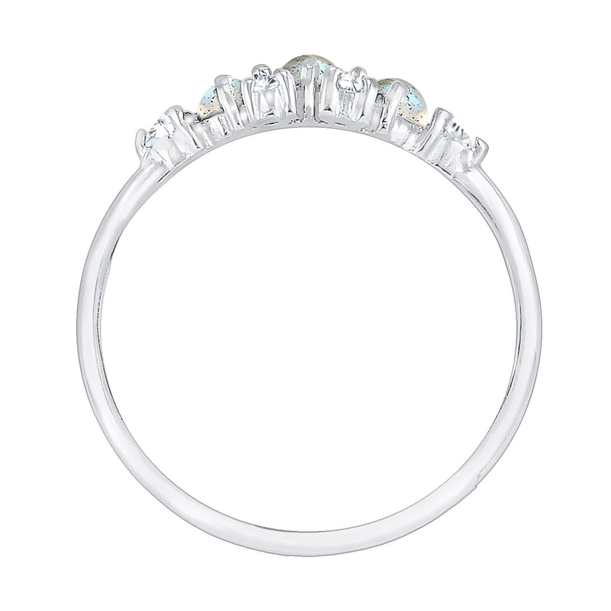 Silber - Elli | Verlobungsring | Labradorit ( Grau ) | 925er Sterling Silber