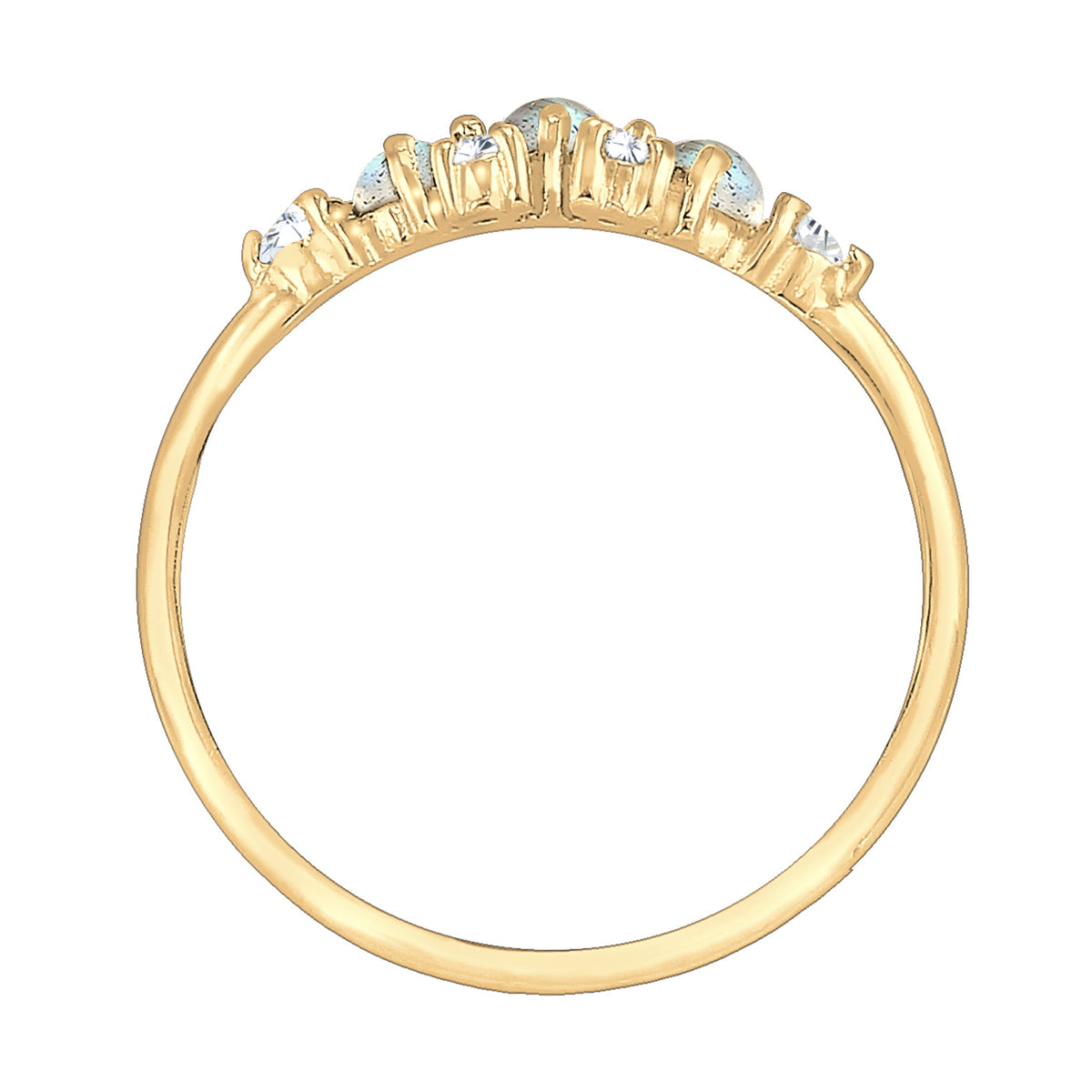Gold - Elli | Verlobungsring | Labradorit ( Grau ) | 925 Sterling Silber vergoldet