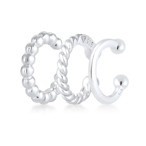 Silber - Elli | Earcuff 3er Set Basic | 925er Sterling Silber