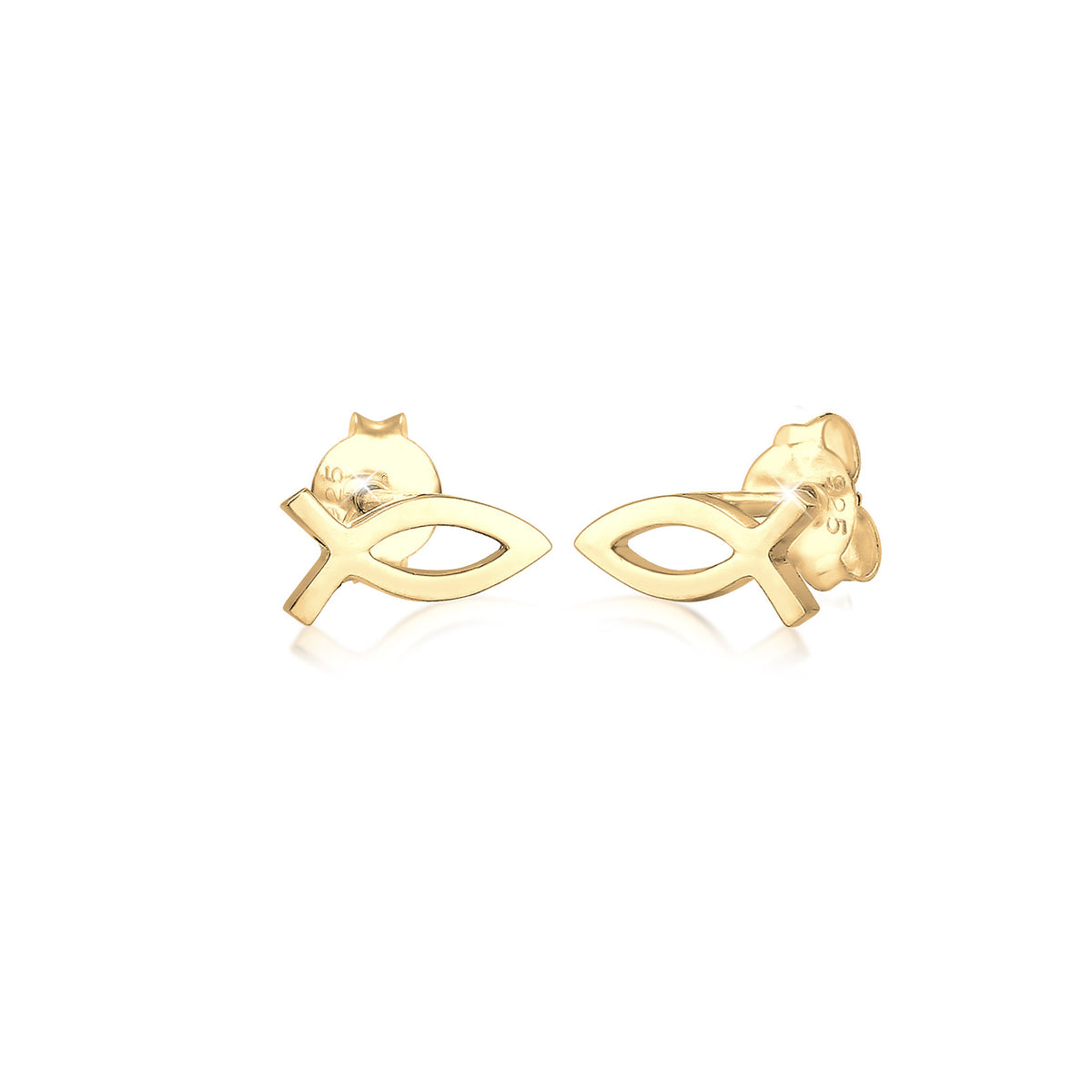Gold - Elli | Ohrring Fisch | 925 Sterling Silber vergoldet