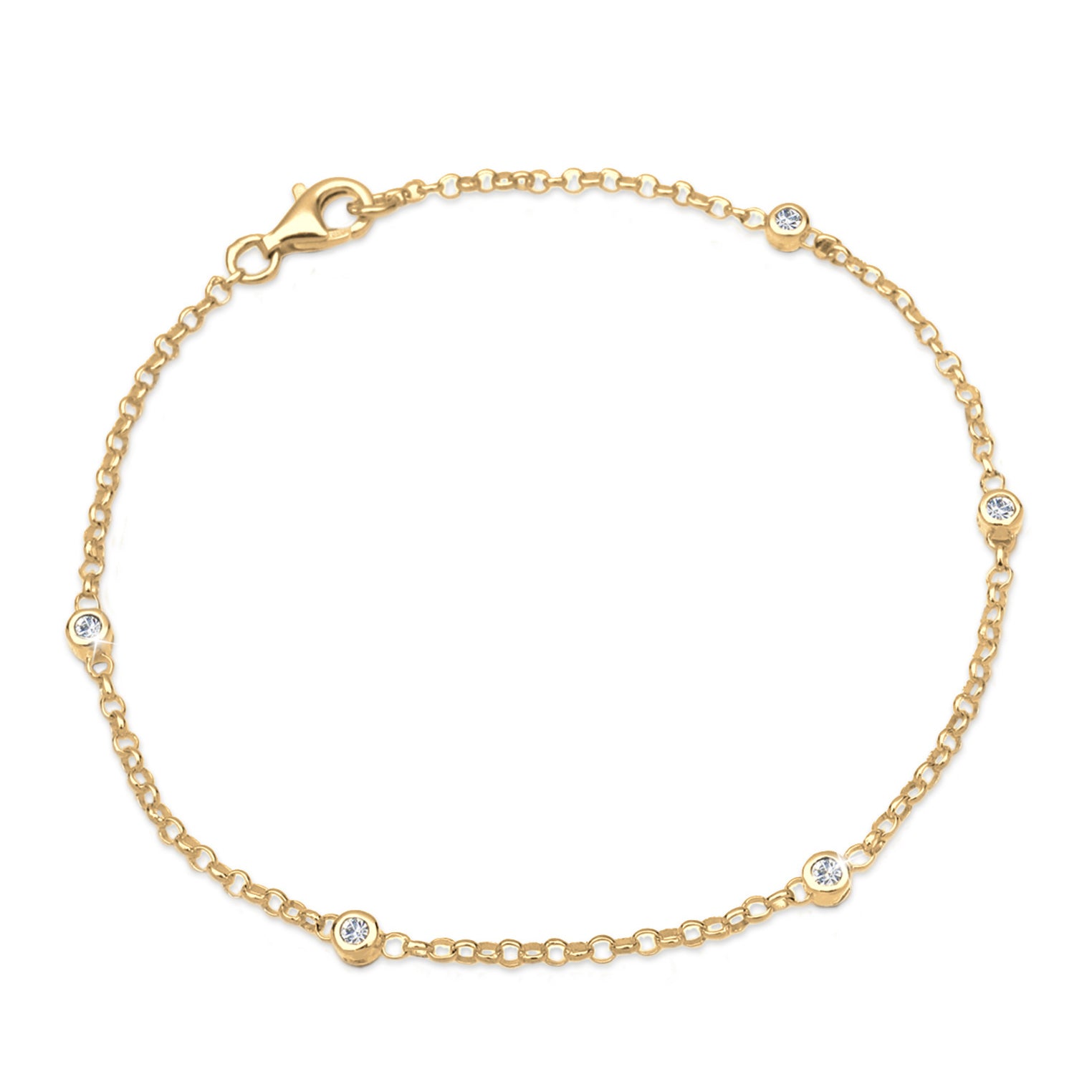 Gold - Elli | Solitär-Armband | Kristall ( Weiß ) | 925 Sterling Silber vergoldet