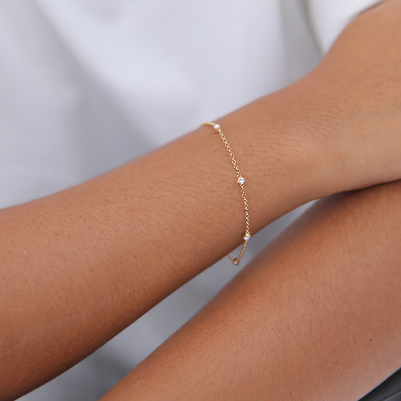 Gold - Elli | Solitär-Armband | Kristall ( Weiß ) | 925 Sterling Silber vergoldet