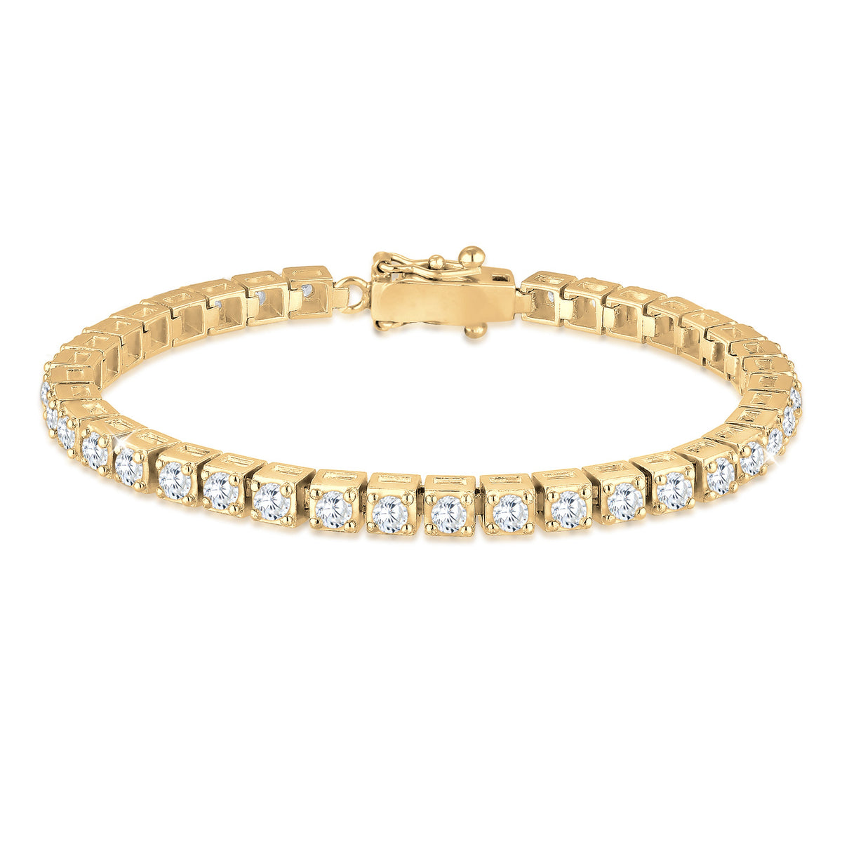 Gold - Elli PREMIUM | Tennisarmband | Zirkonia (Weiß) | 925er Sterling Silber Vergoldet
