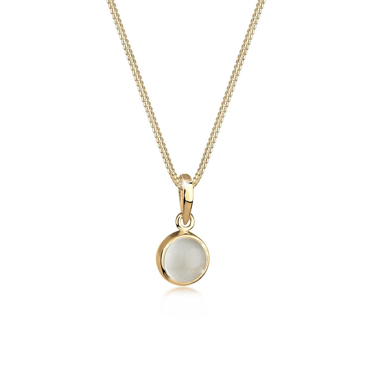 Gold - Elli | Halskette Solitär | Mondstein (Weiß) | 925 Sterling Silber vergoldet