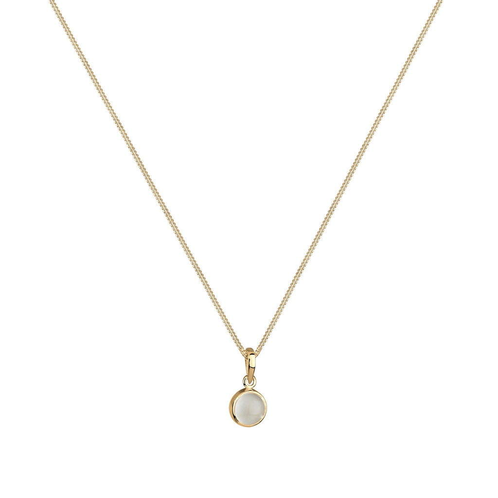 Gold - Elli | Halskette Solitär | Mondstein (Weiß) | 925 Sterling Silber vergoldet
