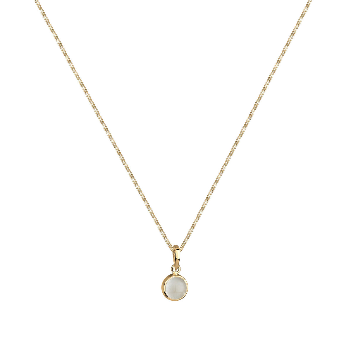 Gold - Elli | Halskette Solitär | Mondstein (Weiß) | 925 Sterling Silber vergoldet