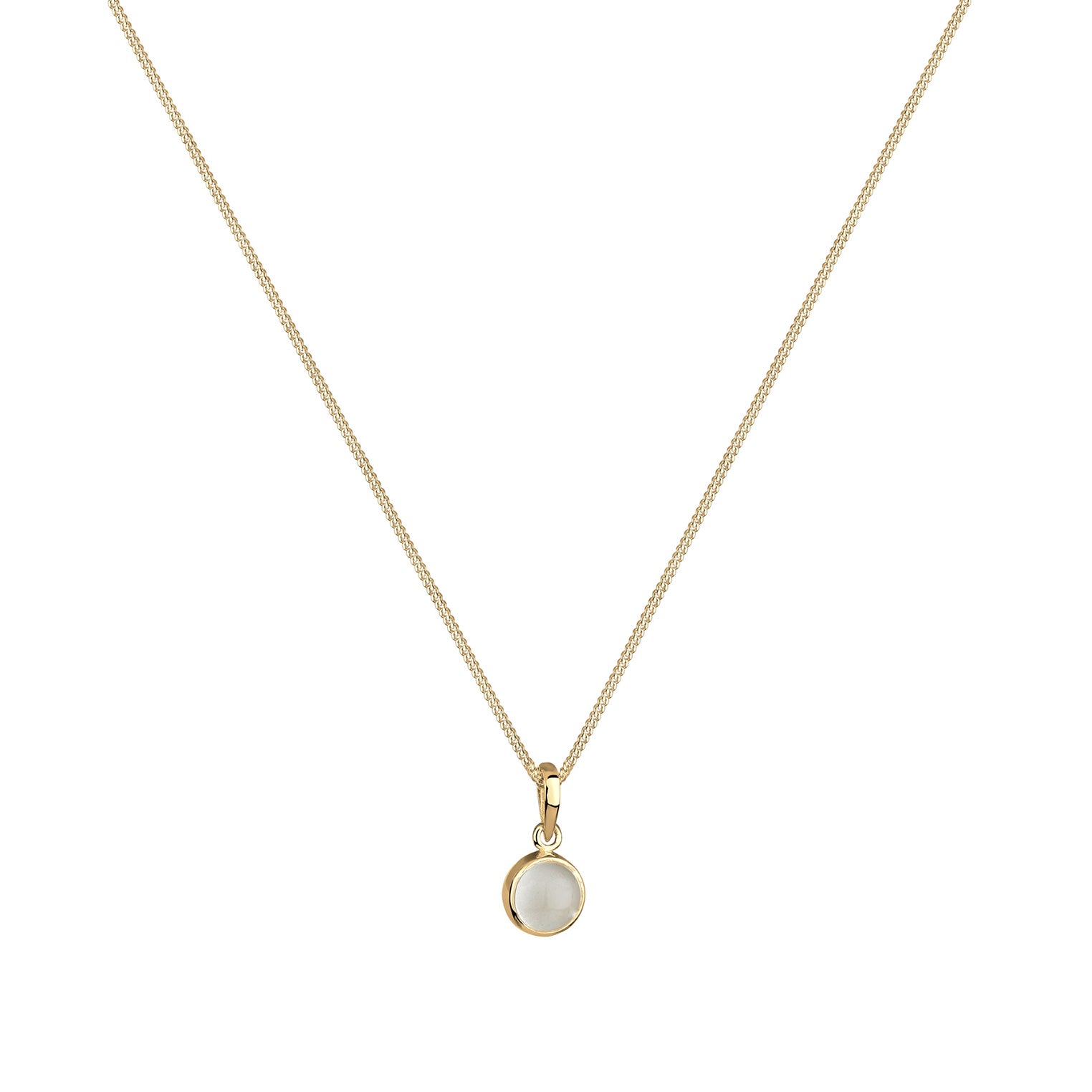 Gold - Elli | Halskette Solitär | Mondstein (Weiß) | 925 Sterling Silber vergoldet