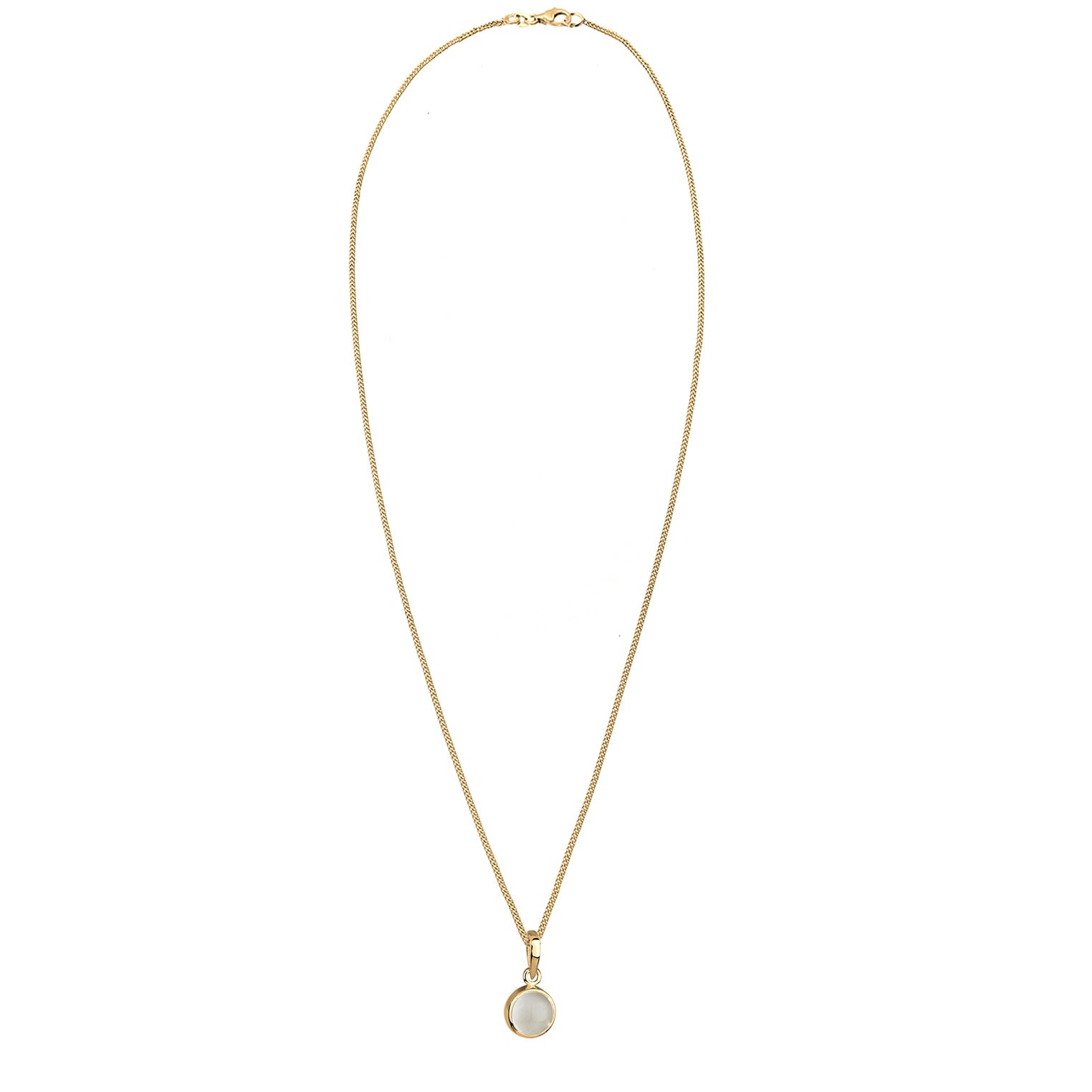 Gold - Elli | Halskette Solitär | Mondstein (Weiß) | 925 Sterling Silber vergoldet