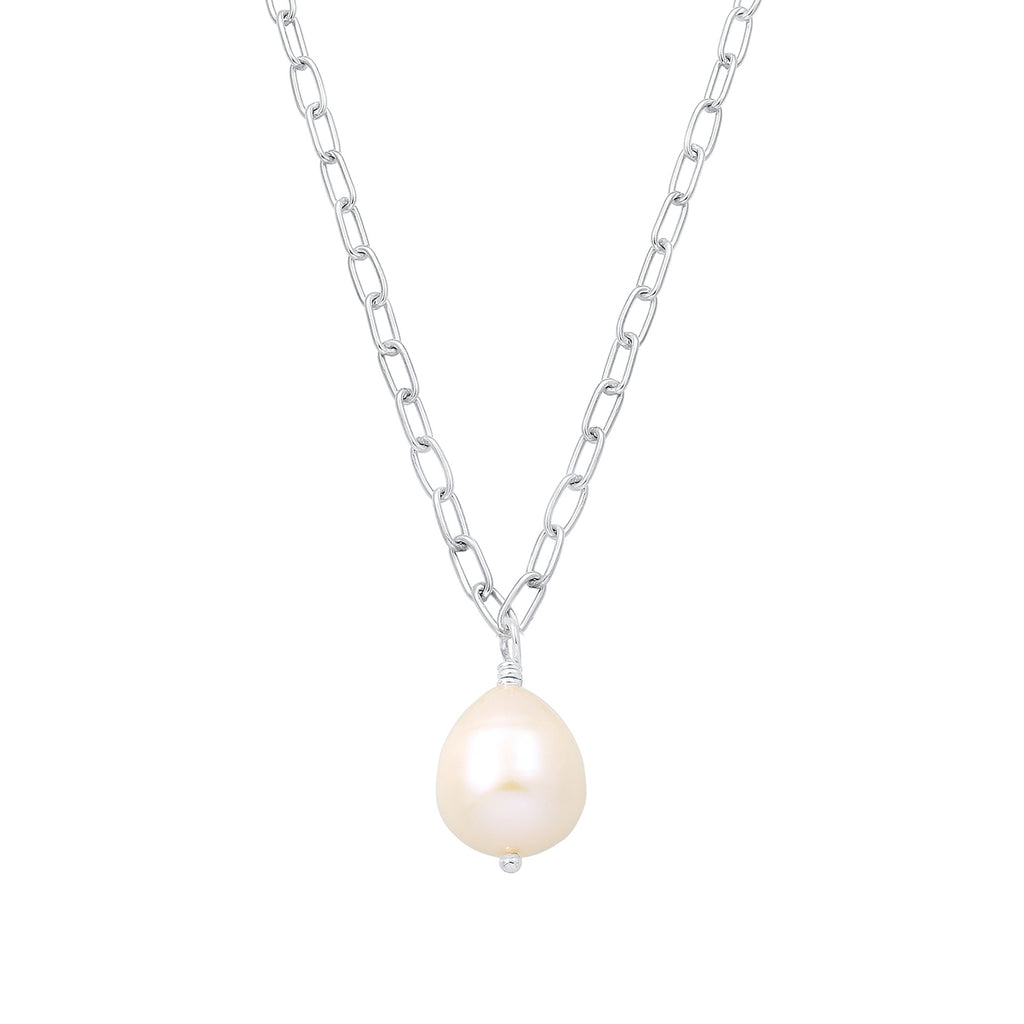 Silber - Elli PREMIUM | Glieder-Halskette | Süßwasserperle | 925er Sterling Silber