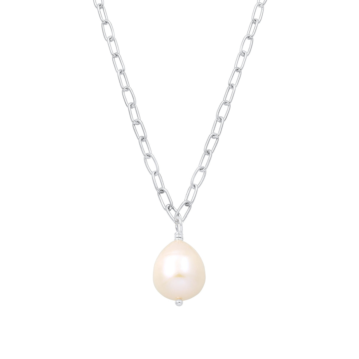Silber - Elli PREMIUM | Glieder-Halskette | Süßwasserperle | 925er Sterling Silber