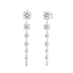 Silber - Elli PREMIUM | Ohrhänger| Kristall ( Weiß ) | 925er Sterling Silber