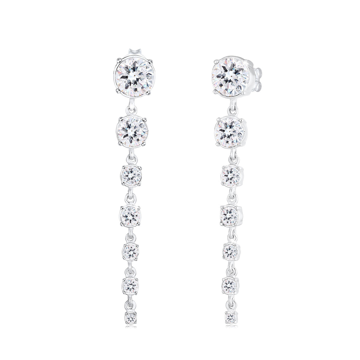 Silber - Elli PREMIUM | Ohrhänger| Kristall ( Weiß ) | 925er Sterling Silber
